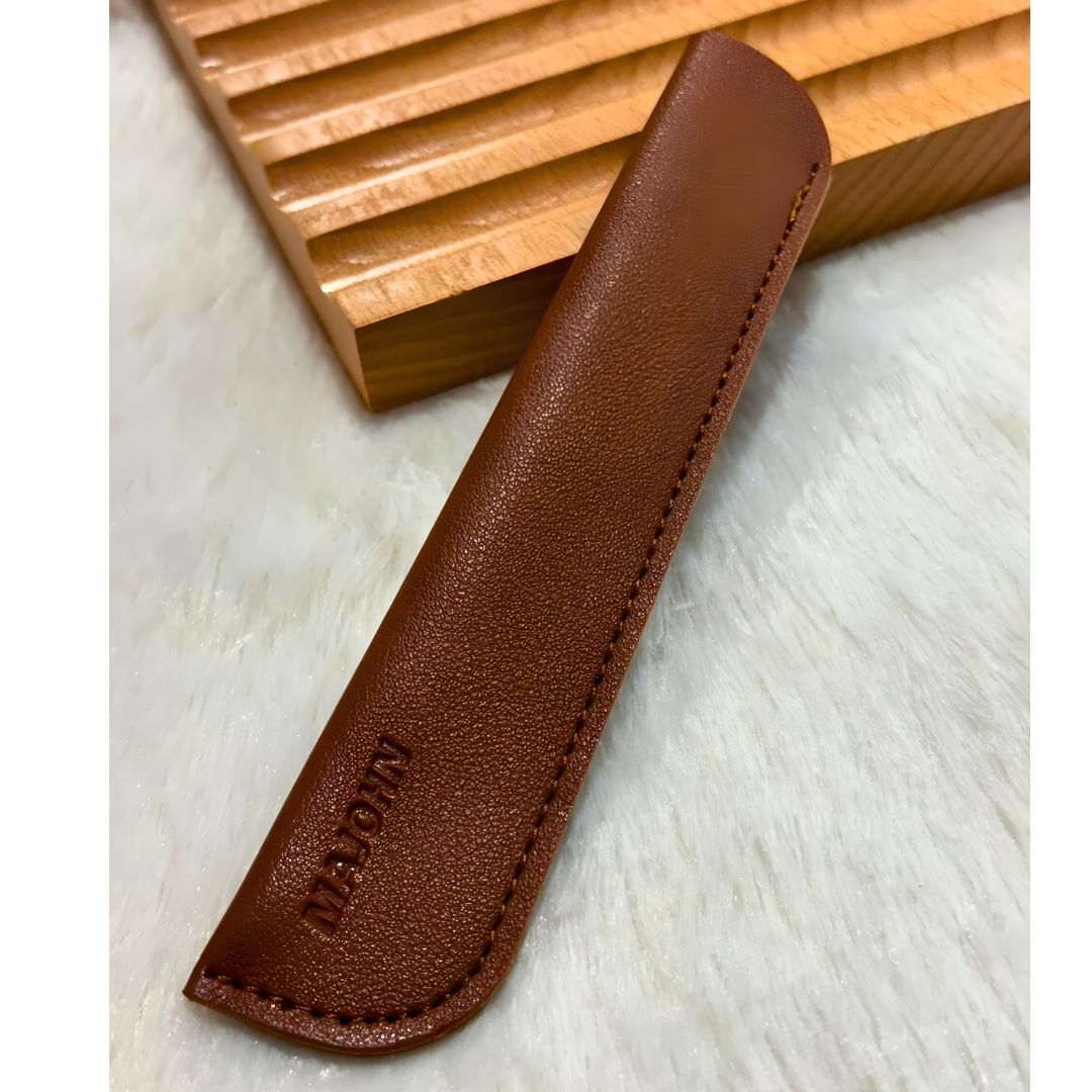 Majohn Portable Pen Case – Fiber Leather & Plastic Protective Cover for Fountain Pens, Safety Sleeve – Black, Blue, Yellow, Red, Green, Brown (1 Pc)