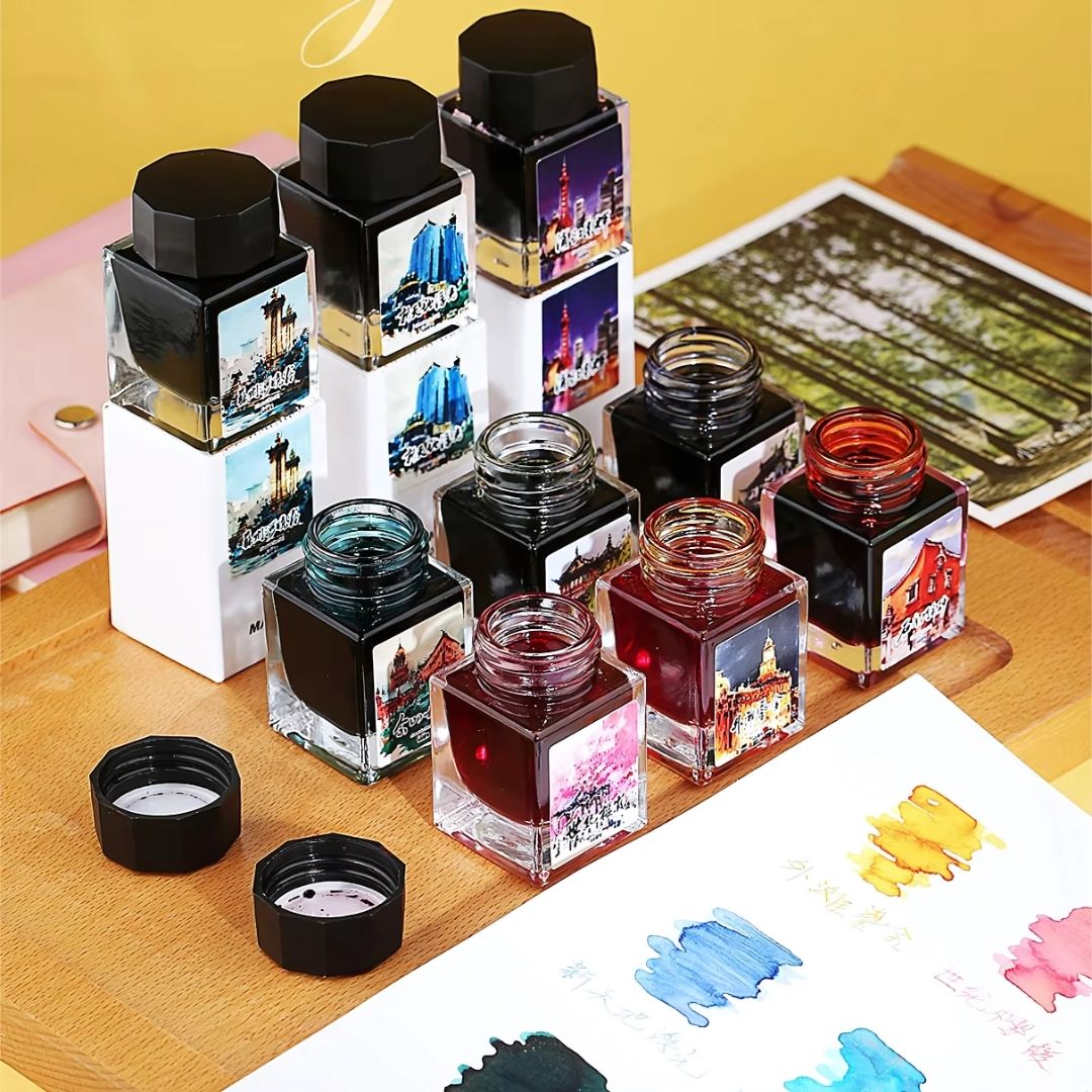 MAJOHN 20ml Gold Powder Ink – Magic City Color Series, Shimmering Calligraphy Ink with Metallic Luster for Art, Cards & Creative Writing (9 Colors)