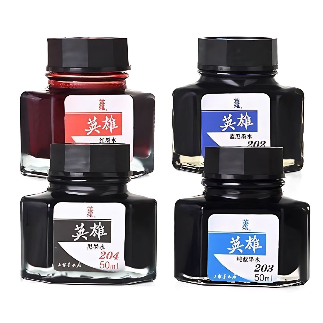 Hero 50ML Fountain Pen Ink – Non-Carbon, Smooth Writing, Professional Quality Ink Bottle (Red / Blue / Black / Blue-Black)