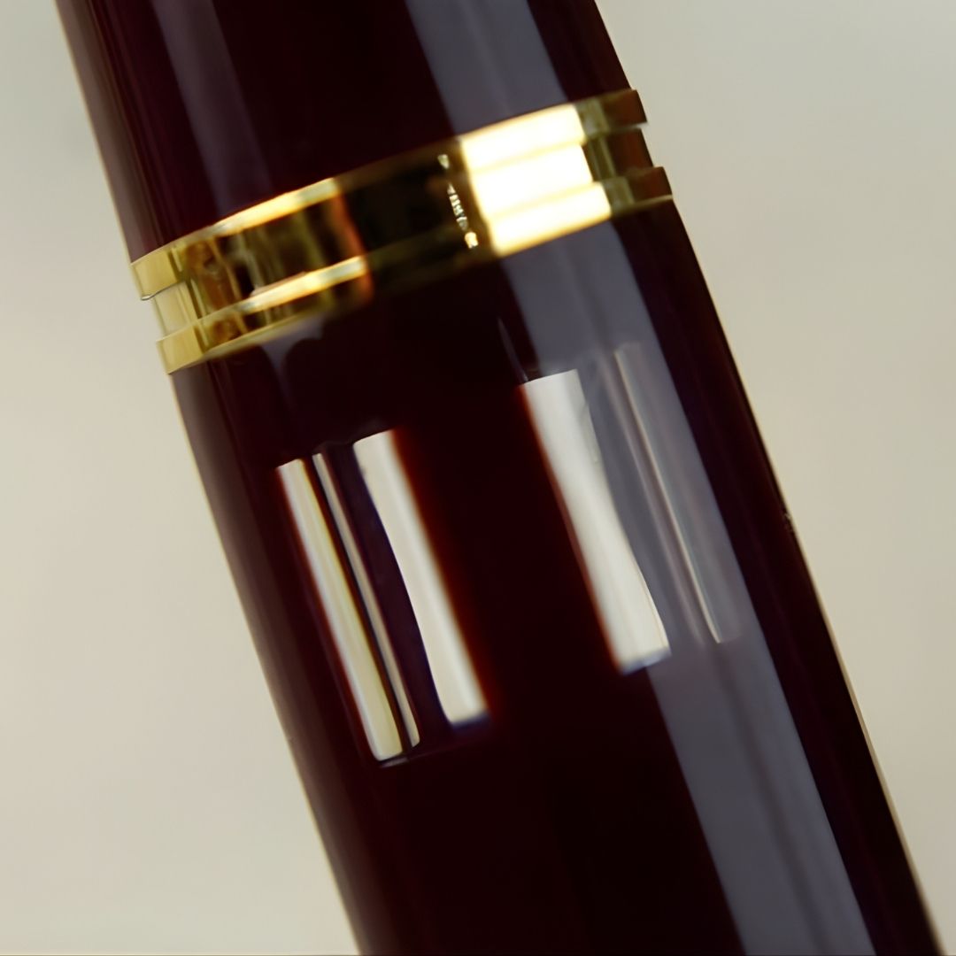 Wing Sung 601A Crimson Vacumatic Fountain Pen – Fine 0.5mm Nib, Golden Cap, Resin Body, Ink Window, Push-Cap with Converter & Box (No Ink)