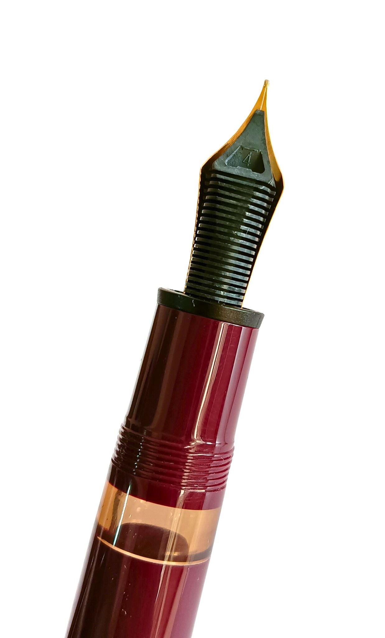 Wing Sung 630 Limited Edition Bespoke Fountain Pen - Maroon Body with Teal Ends, Open Ink Window, #8 Fine Nib - Piston Filler