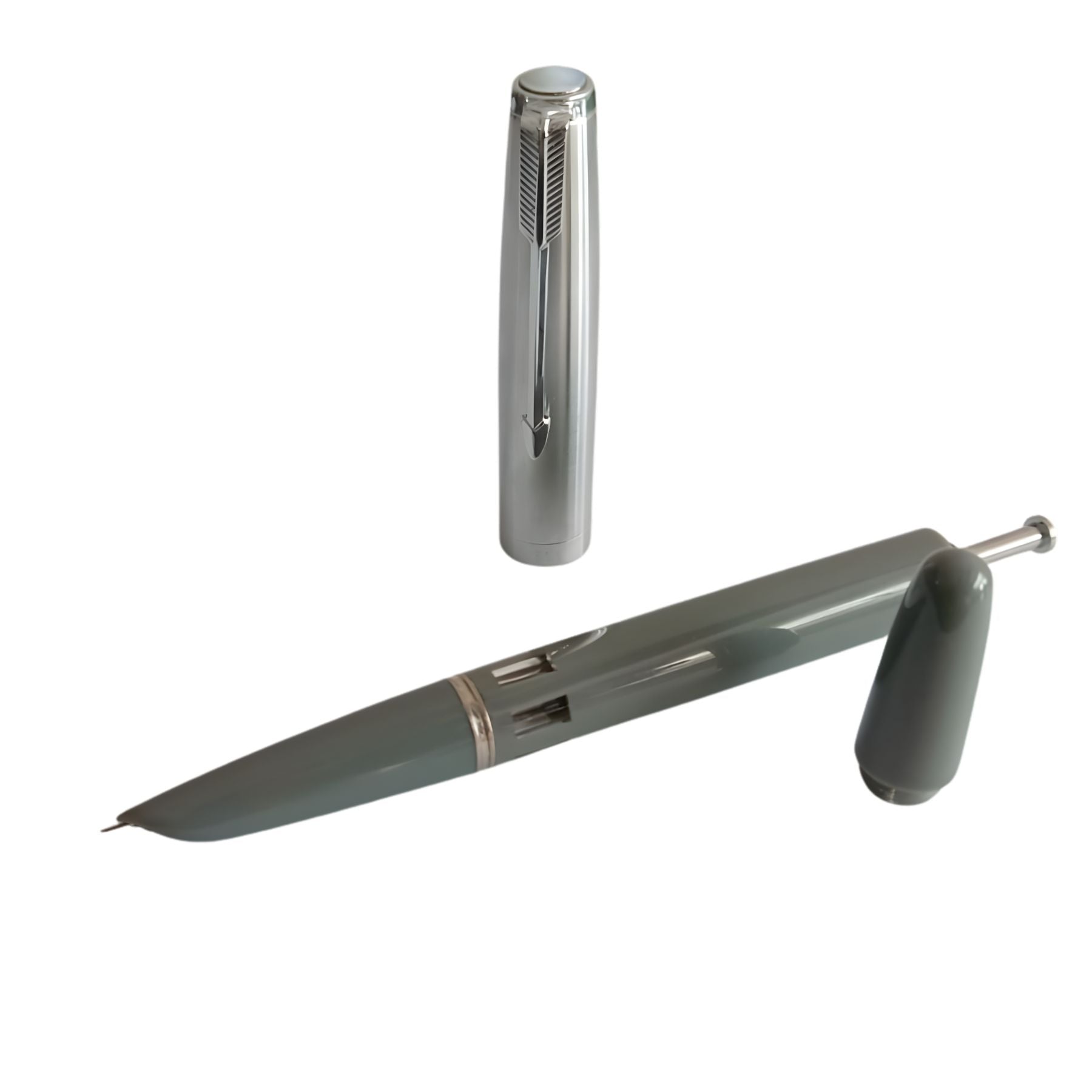 Wing Sung 601 Steel Cap Vacumatic Fountain Pen with Ink Window, Extra Fine Nib (Grey)