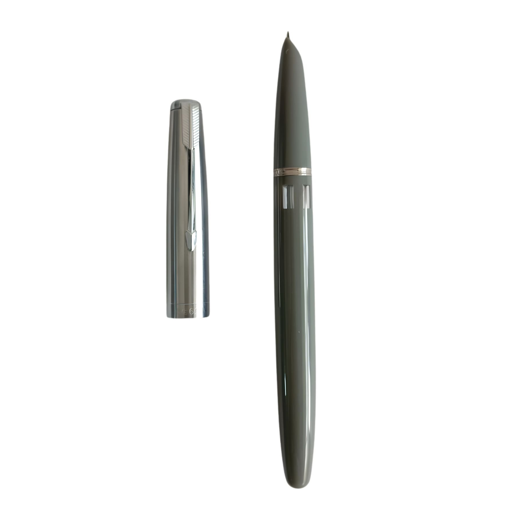 Wing Sung 601 Steel Cap Vacumatic Fountain Pen with Ink Window, Extra Fine Nib (Grey)