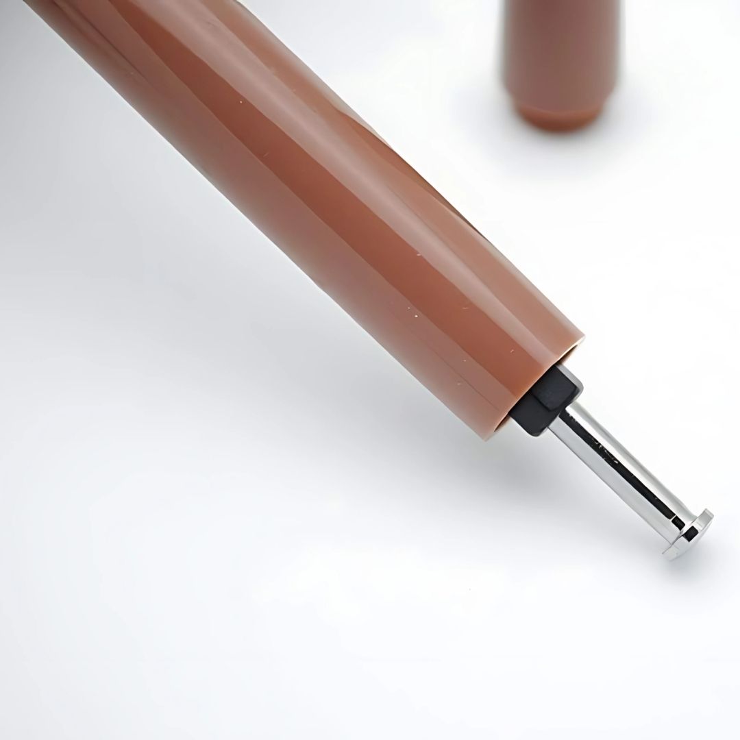 Wing Sung 601A Brown Steel Cap Vacumatic Fountain Pen with Ink Window – 0.5mm Fine Nib, Resin Body, Push-Cap with Converter & Box (No Ink)