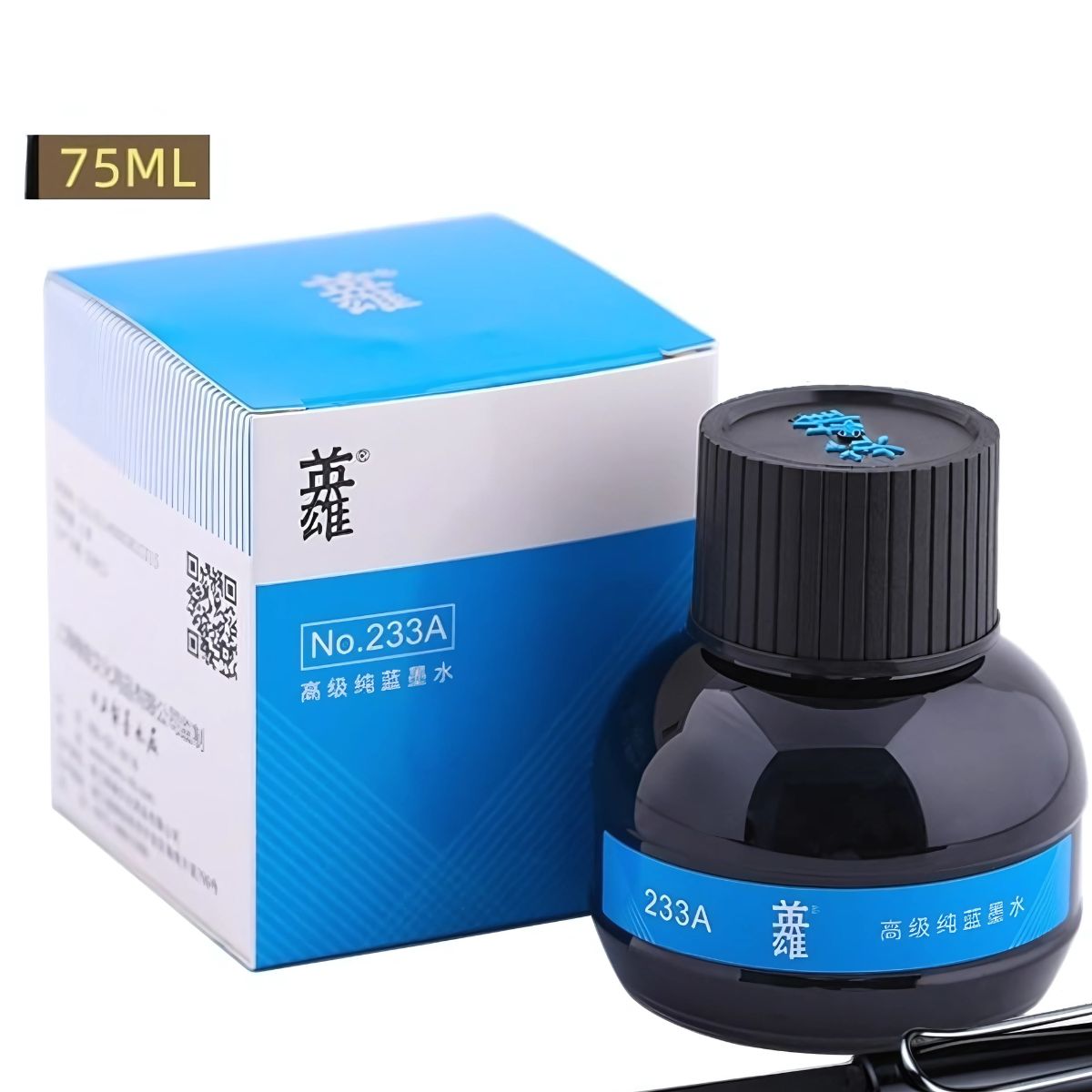 Hero 233A (Blue, 75ml) & 234A (Black, 70ml) Fountain Pen Ink Bottle – Non-Carbon, Quick-Drying, Smooth Flow for Fountain Pens, Calligraphy & Office Use