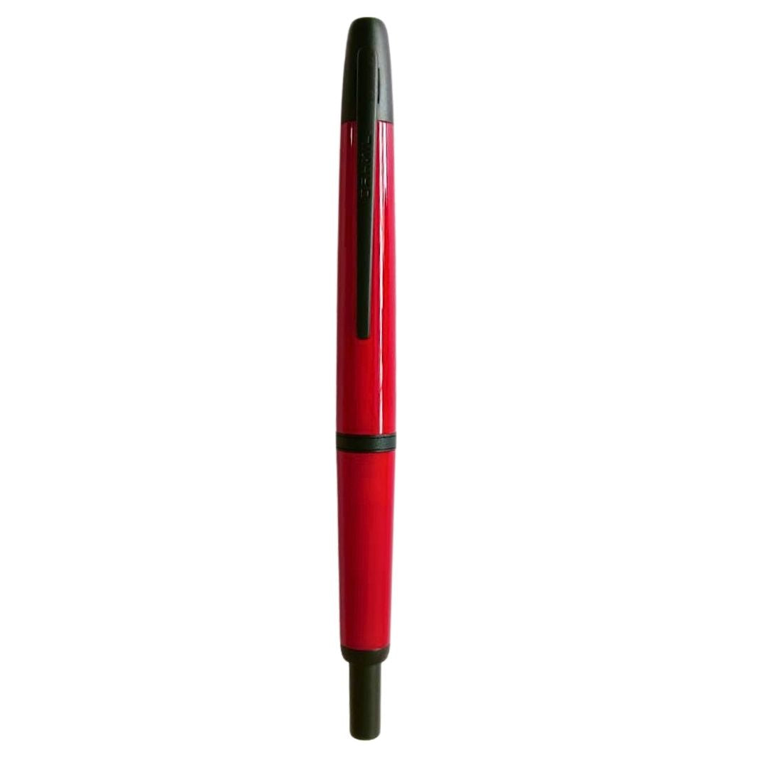 Jinhao 20 Press Retractable Fountain Pen – Palace Red Colors- Plastic Body (Black clip) – Fine & Extra Fine Nib with Converter – Smooth Writing Daily Pen (No Ink Included)
