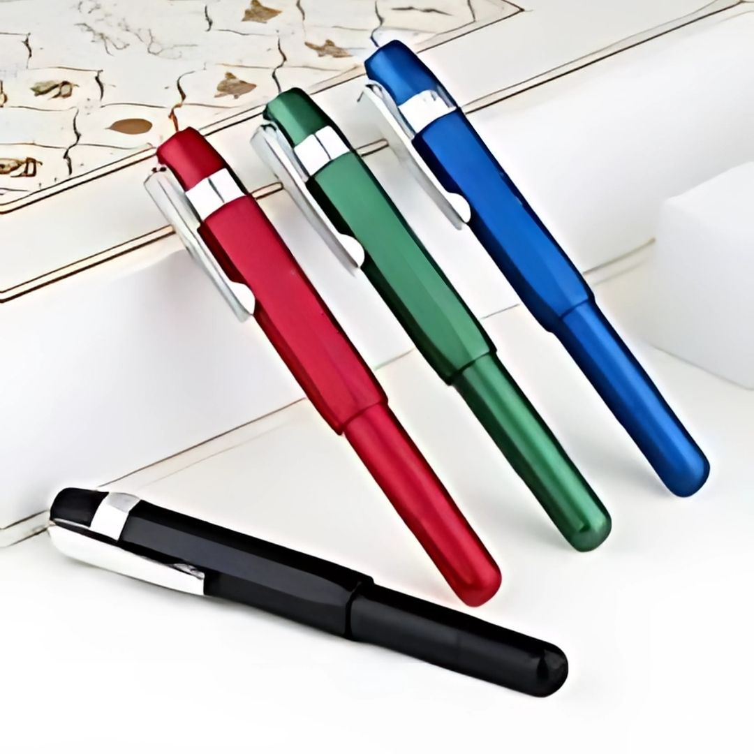 Delike Alpha Fountain Pen – Lightweight Aluminum Alloy Body with Clip & Converter, Fine 0.5mm Nib, Compact Design – Red / Green