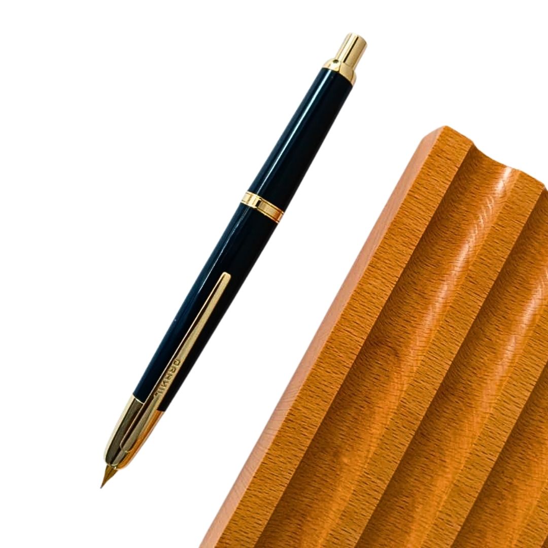 Jinhao 20 Press Retractable Fountain Pen –Dark Blue Colors- Plastic Body (Golden clip) – Fine & Extra Fine Nib with Converter –  Smooth Writing Daily Pen (No Ink Included)