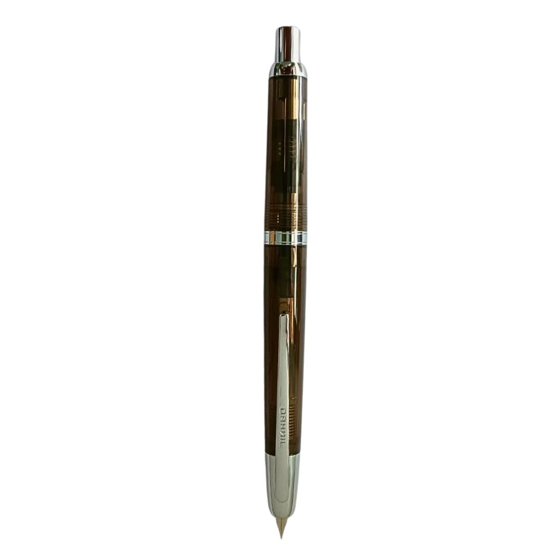 Jinhao 20 Press Retractable Fountain Pen –Transparent Black Colors-  Plastic Body (Sliver clip) -Fine & Extra Fine Nib with Converter  – Smooth Writing Daily Pen (No Ink Included)