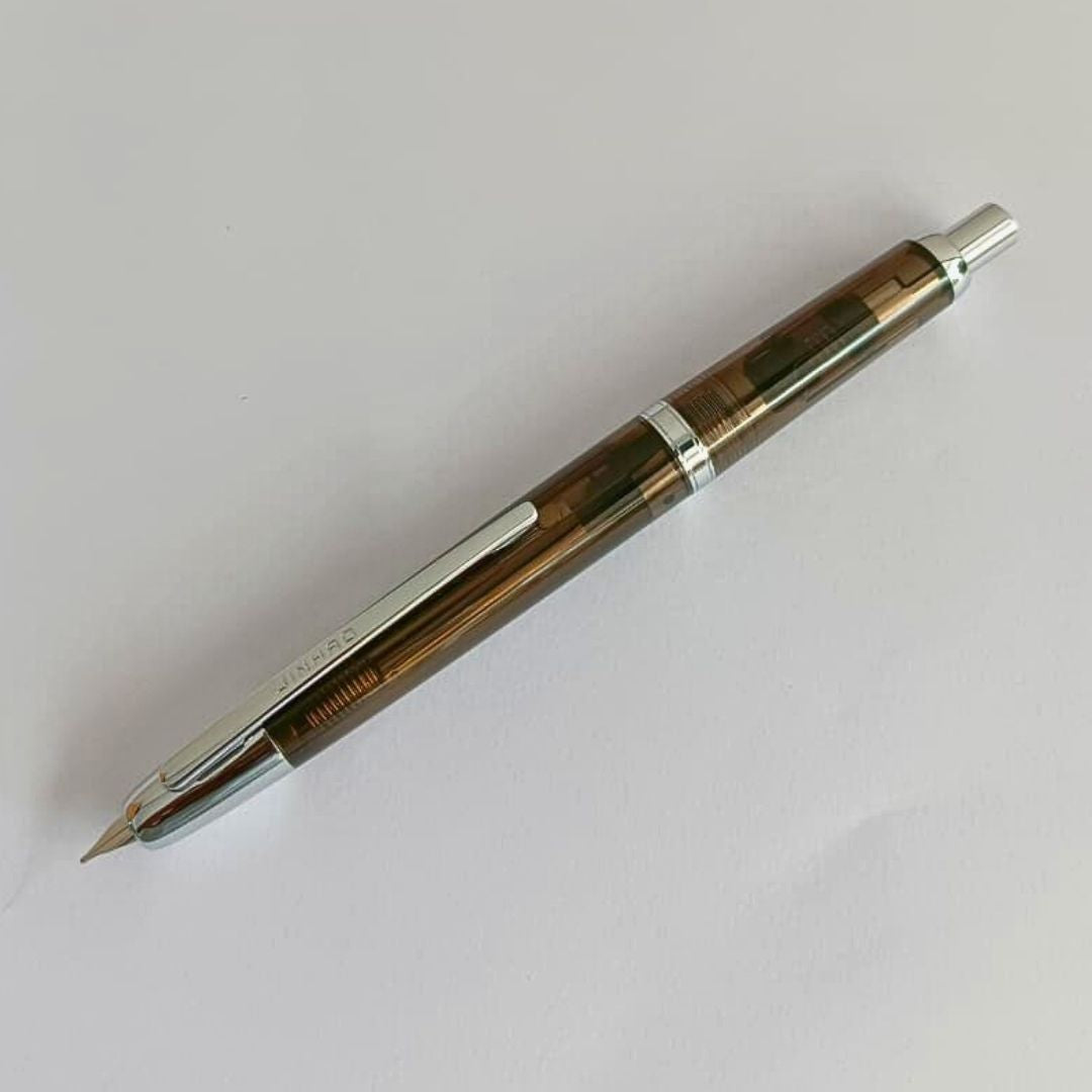 Jinhao 20 Press Retractable Fountain Pen –Transparent Black Colors-  Plastic Body (Sliver clip) -Fine & Extra Fine Nib with Converter  – Smooth Writing Daily Pen (No Ink Included)