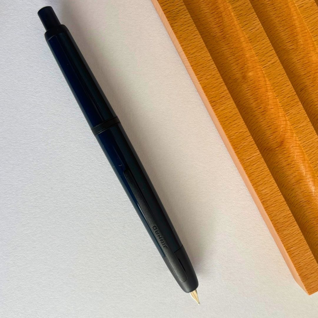 Jinhao 20 Press Retractable Fountain Pen –Dark Blue Colors – Plastic Body (Black clip) -Fine & Extra Fine Nib with Converter –  Smooth Writing Daily Pen (No Ink Included)