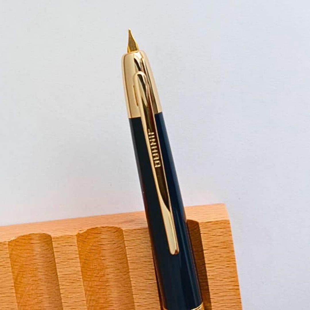 Jinhao 20 Press Retractable Fountain Pen –Dark Blue Colors- Plastic Body (Golden clip) – Fine & Extra Fine Nib with Converter –  Smooth Writing Daily Pen (No Ink Included)
