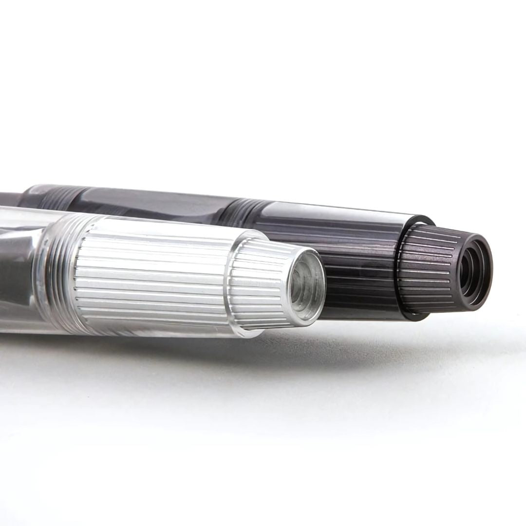 Natami Super Warship Fountain Pen – Fine Nib, Transparent Clear Body, Vacuum Filling System (Black Storms Design)