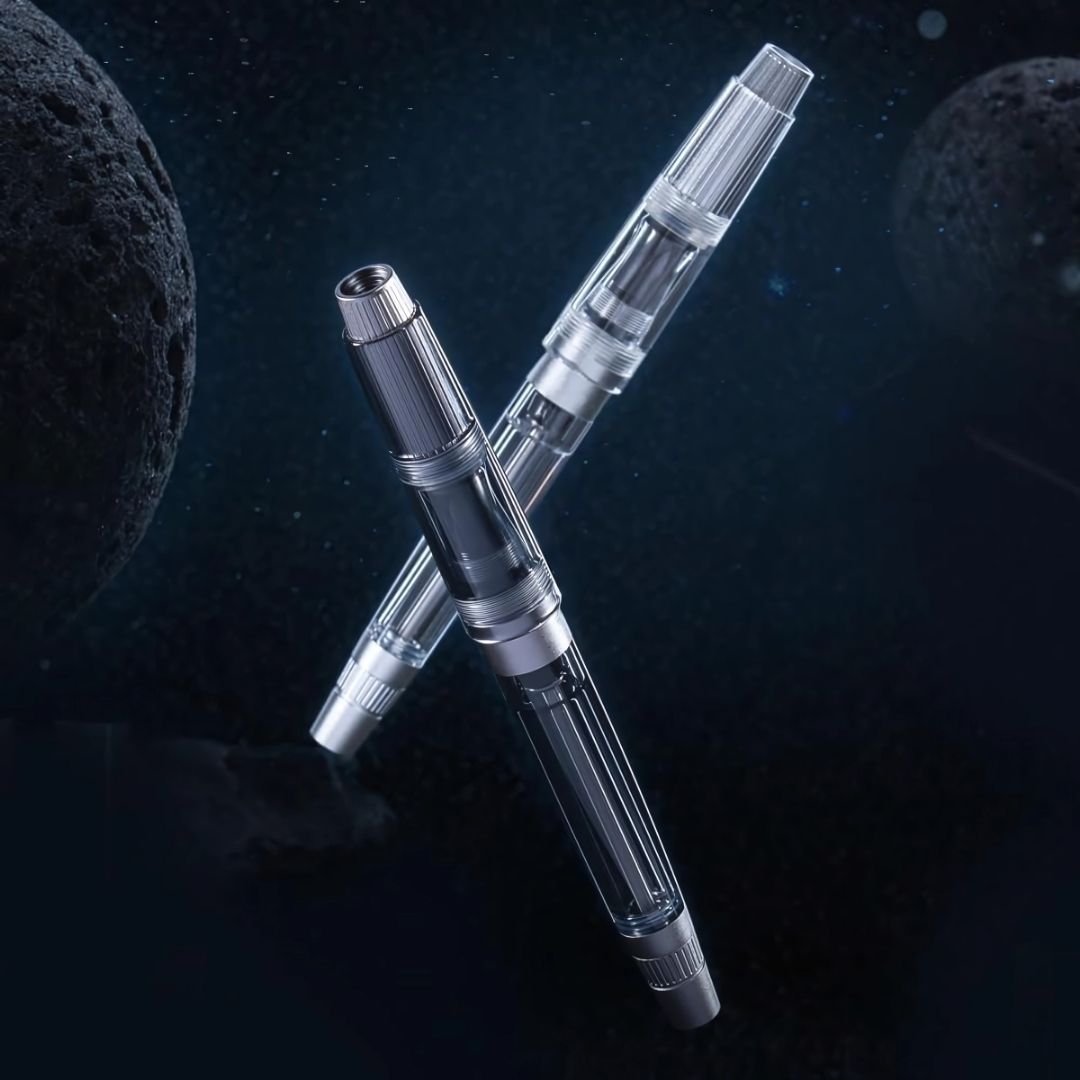 Natami Super Warship Fountain Pen – Fine Nib, Transparent Clear Body, Vacuum Filling System (White Storms Design)