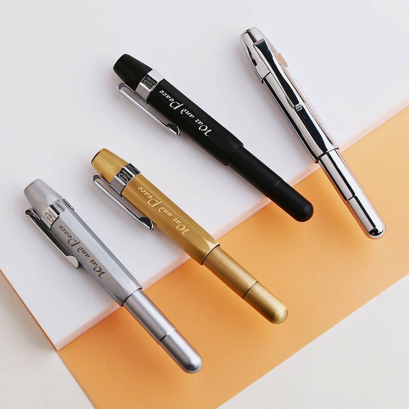 Delike Alpha Aluminum Alloy Fountain Pen – Compact Design, Bent Nib, Rotating Ink Cartridge System, Smooth Writing Pen