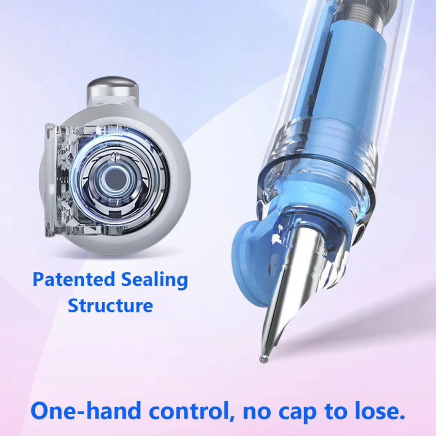 Dian Shi 1784 – Retractable Fountain Pen with 0.38mm Extra Fine Nib – Smooth Writing, 5 Blue Ink Refills (White)