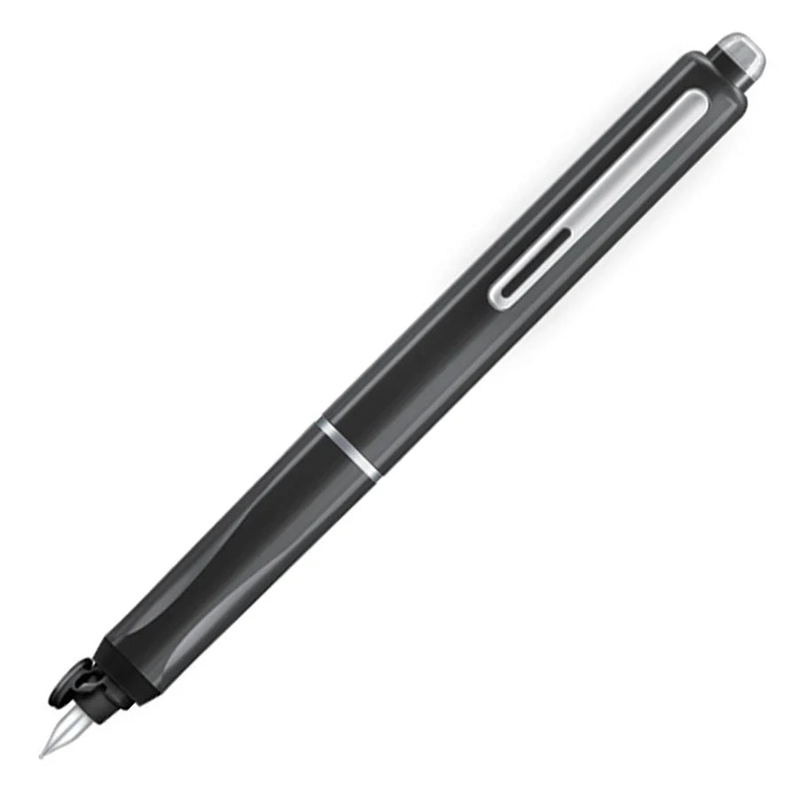 Dian Shi 1784 – Retractable Fountain Pen with 0.38mm Extra Fine Nib – Smooth Writing, 5 Blue Ink Refills (Black)