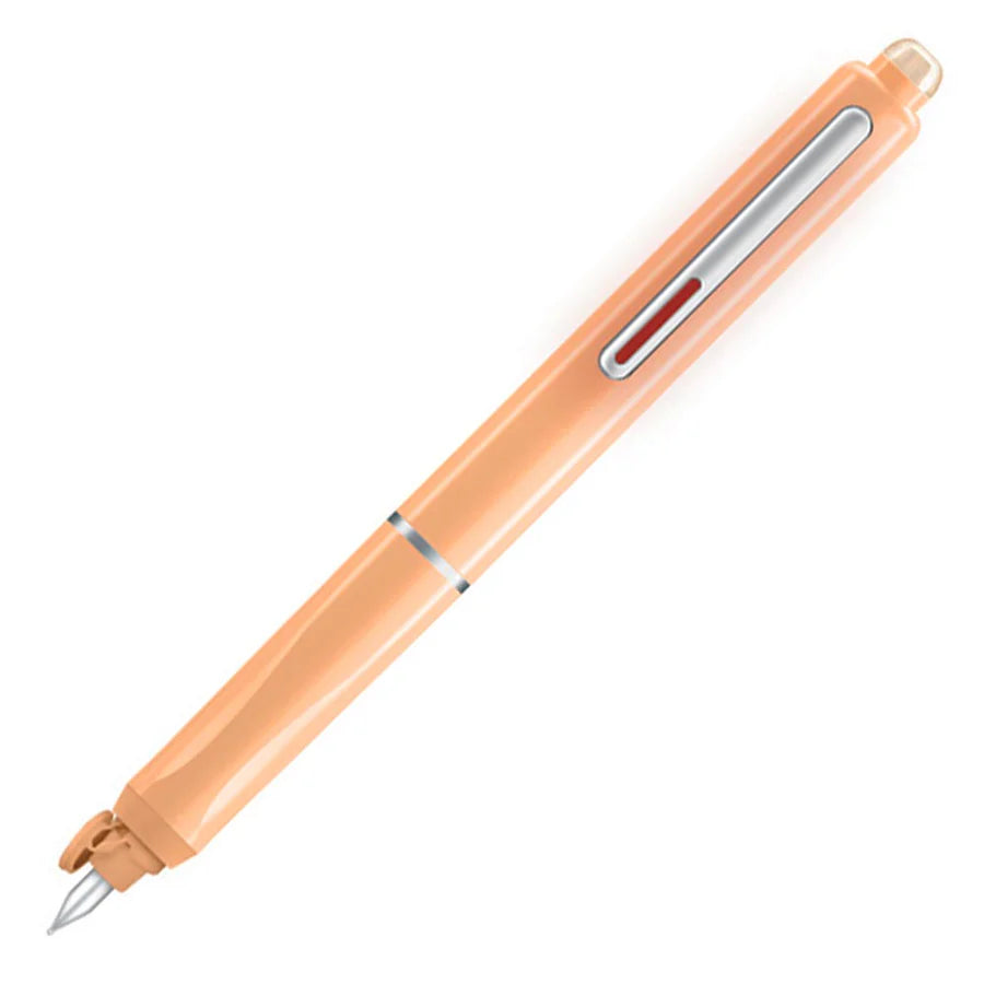 Dian Shi 1784 – Retractable Fountain Pen with 0.38mm Extra Fine Nib – Smooth Writing, 5 Blue Ink Refills (Peach)