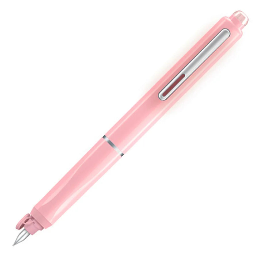 Dian Shi 1784 – Retractable Fountain Pen with 0.38mm Extra Fine Nib – Smooth Writing, 5 Blue Ink Refills (Light Pink)