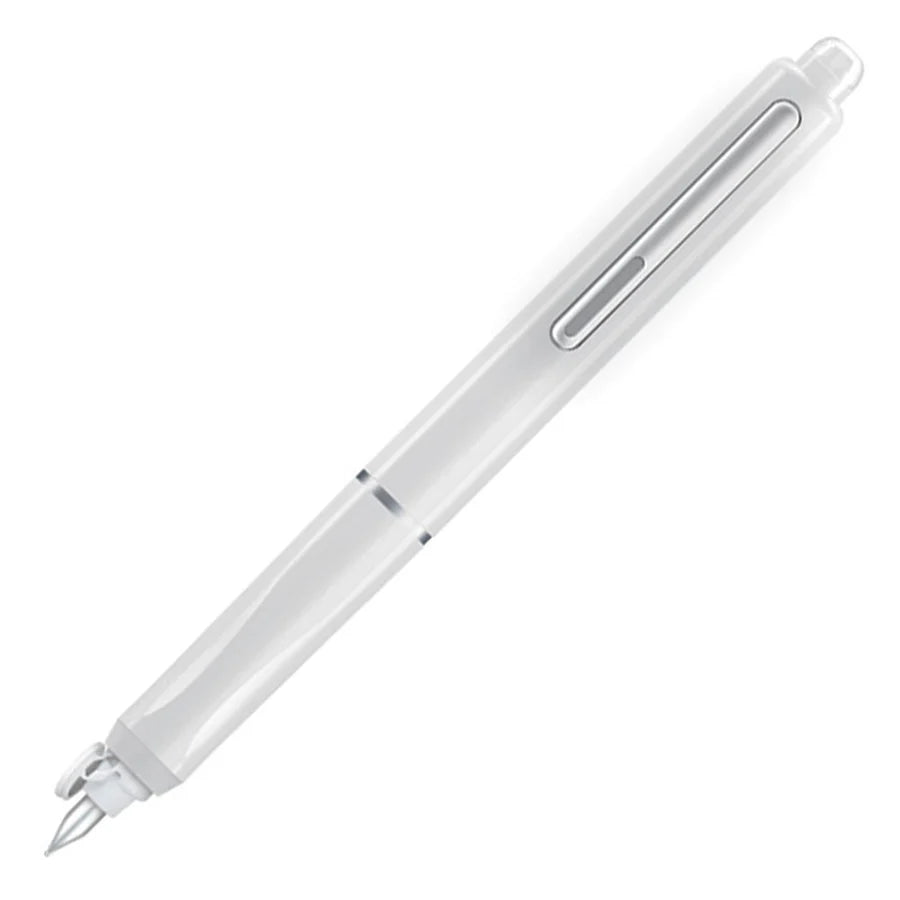 Dian Shi 1784 – Retractable Fountain Pen with 0.38mm Extra Fine Nib – Smooth Writing, 5 Blue Ink Refills (White)
