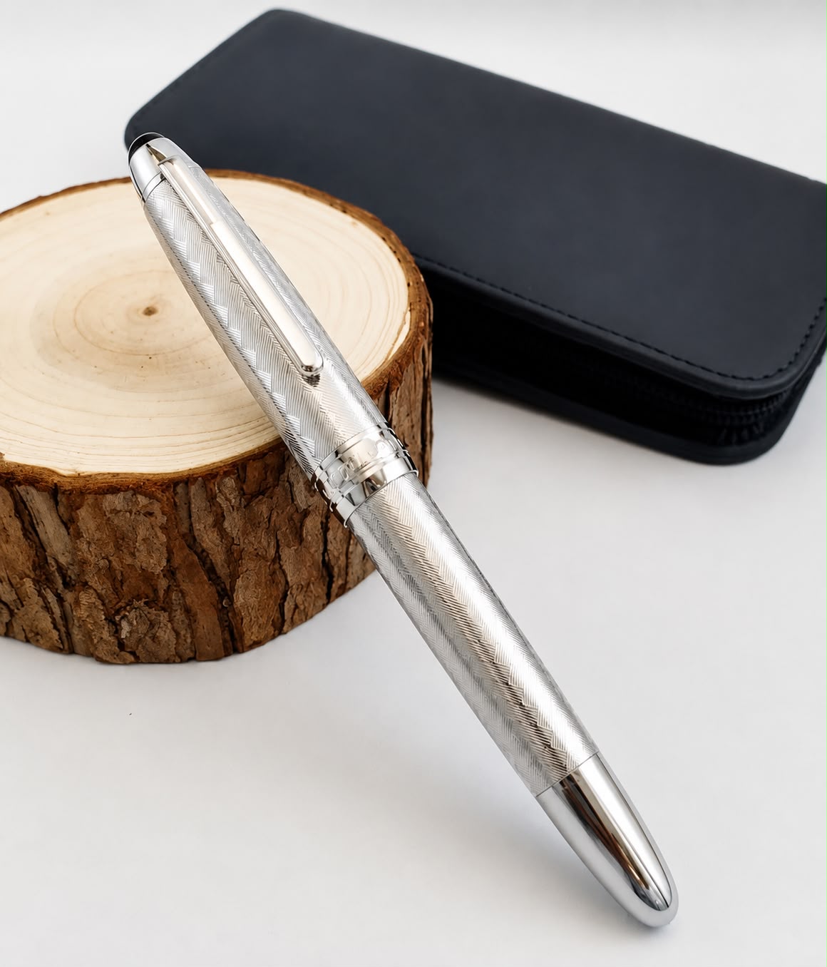 LEMON M8 Piston Filling Fountain Pen with Naginata Style Nib, Diamond Pattern Metal Body, Piston Filler, Luxury Writing Pen for Calligraphy