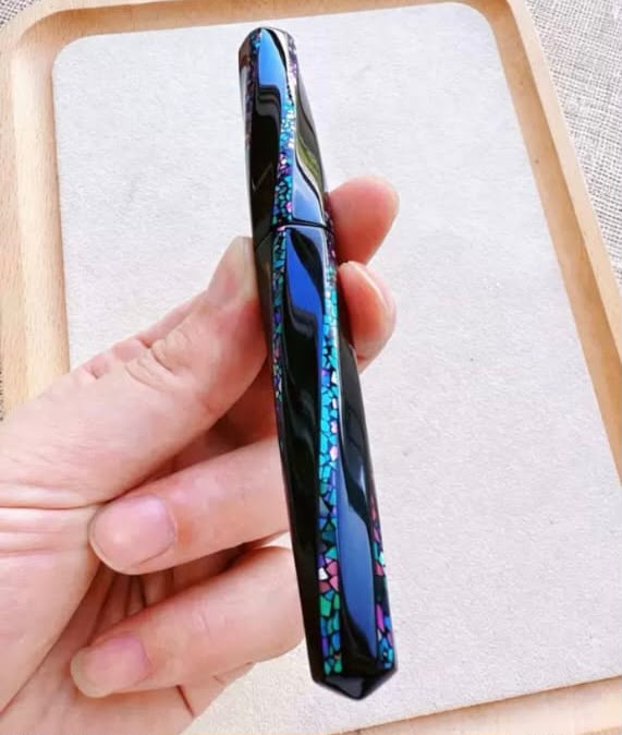 SELMY Handcrafted Traditional Lacquer Fountain Pen with Mother of Pearl Inlay – Premium Ebonite Barrel
