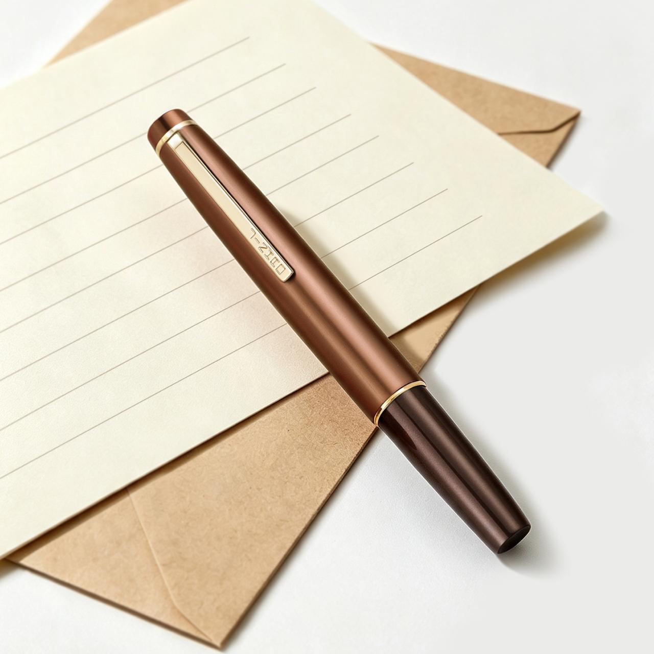 Jinhao 59 Mini Fountain Pen – Coffee Brown, with Converter, Smooth Nib Pocket Fountain Pen, Compact Metal Cap, Smooth Writing Pen