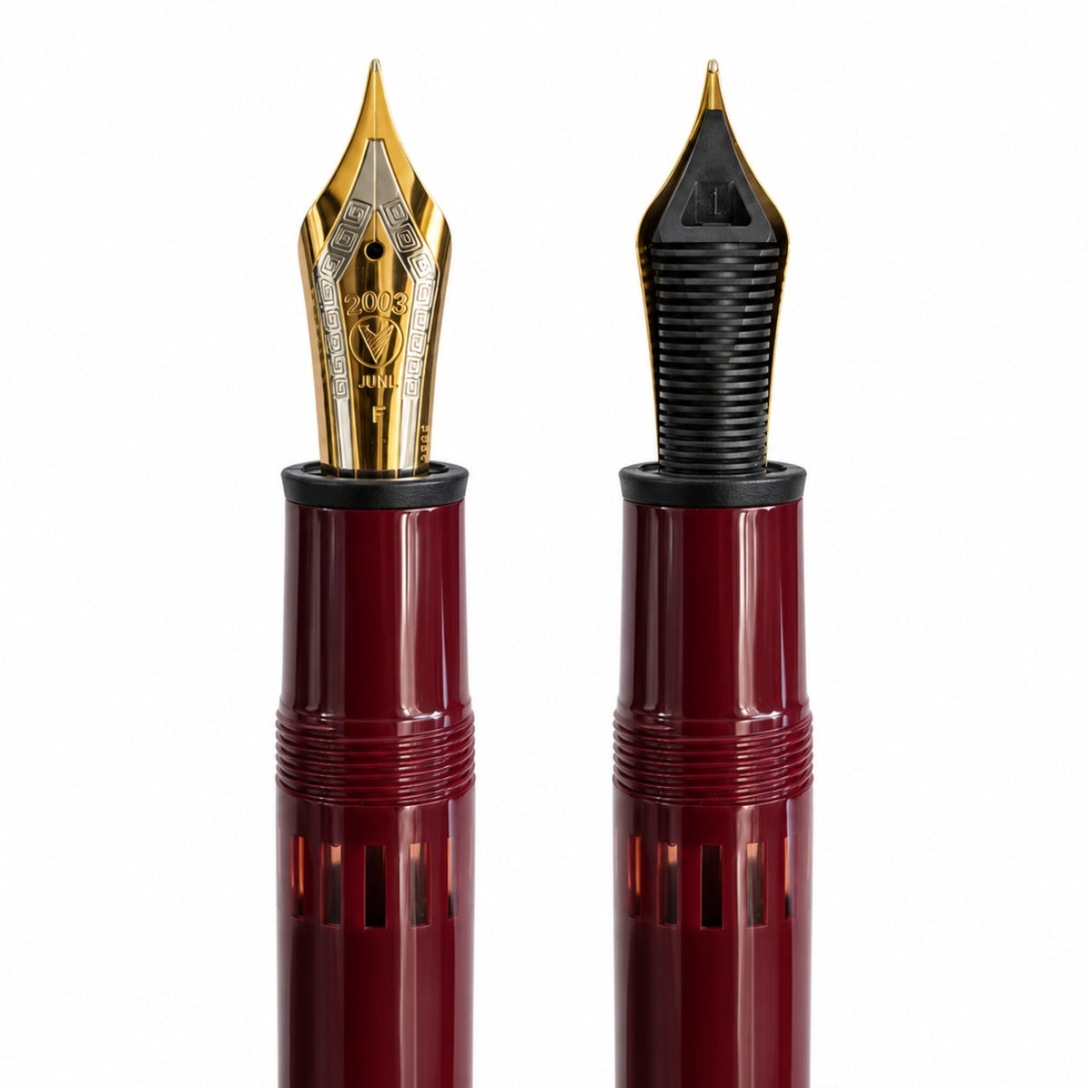Wing Sung 630 Bespoke Round Top Limited Edition Fountain Pen – Maroon & Teal with Gold Trim, Size 8 Nib & Piston Filling System