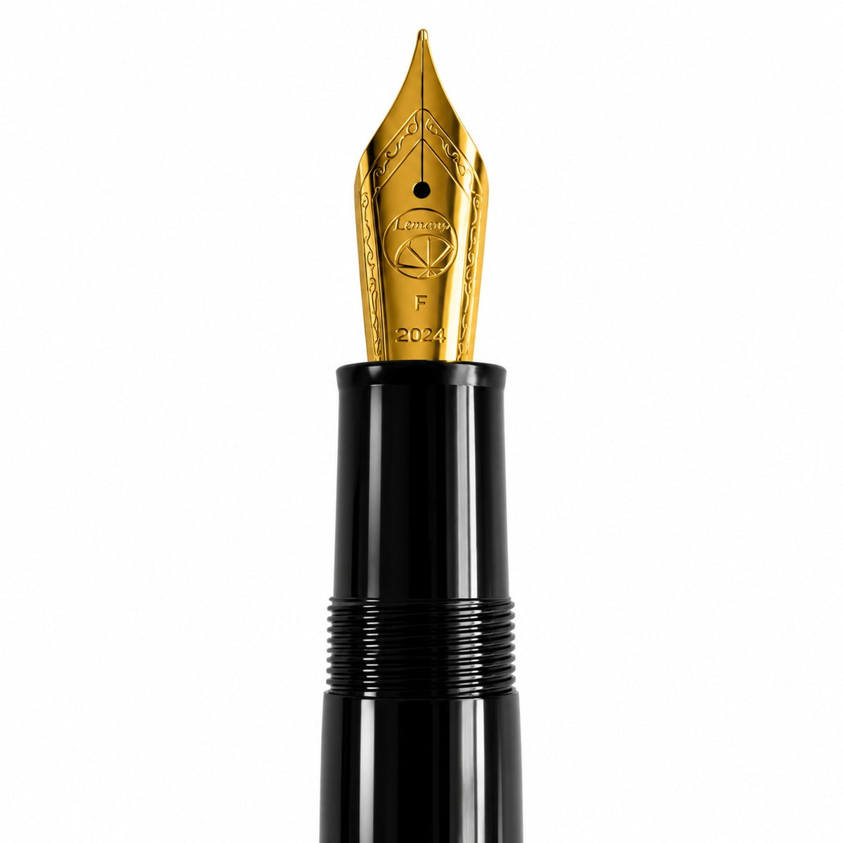 Lemon M6 Black Resin Piston Fountain Pen – Size 6 Nib, Gold Trim, Premium Writing Pen