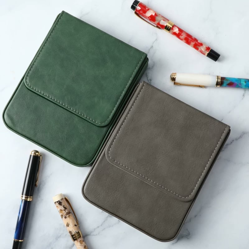Vegan leather 6 Slots Pen Case with Removable Pen Tray – Dust-proof Storage & Protection Box