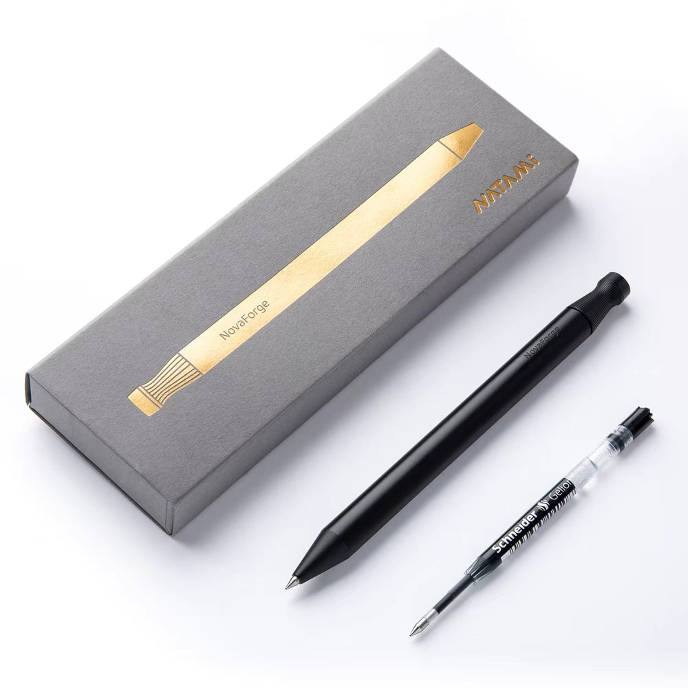 Natami  NovaForge Metal Ballpoint Pen – 0.5mm Fine Point, European G2 Refill Compatible, Premium Black Executive Writing Pen