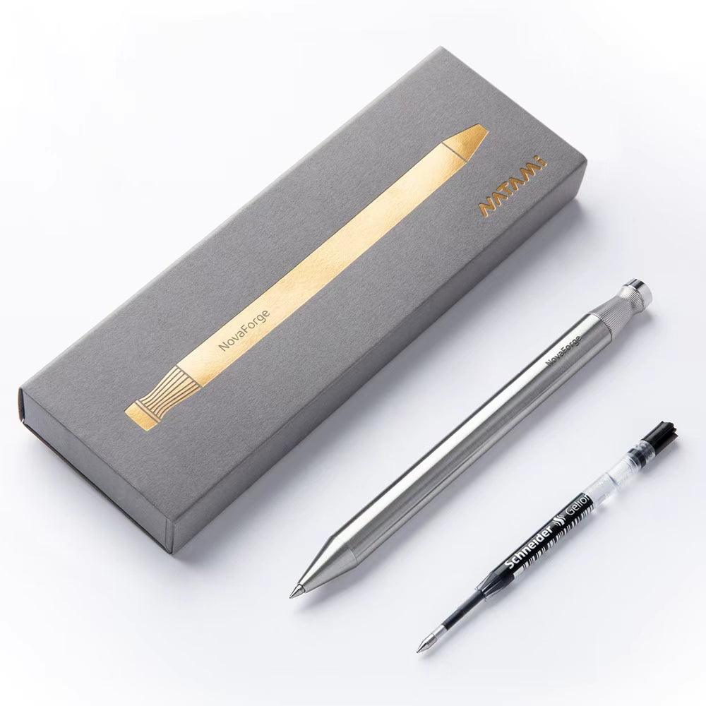Natami  NovaForge Metal Ballpoint Pen – 0.5mm Fine Point, European G2 Refill Compatible, Premium Black Executive Writing Pen
