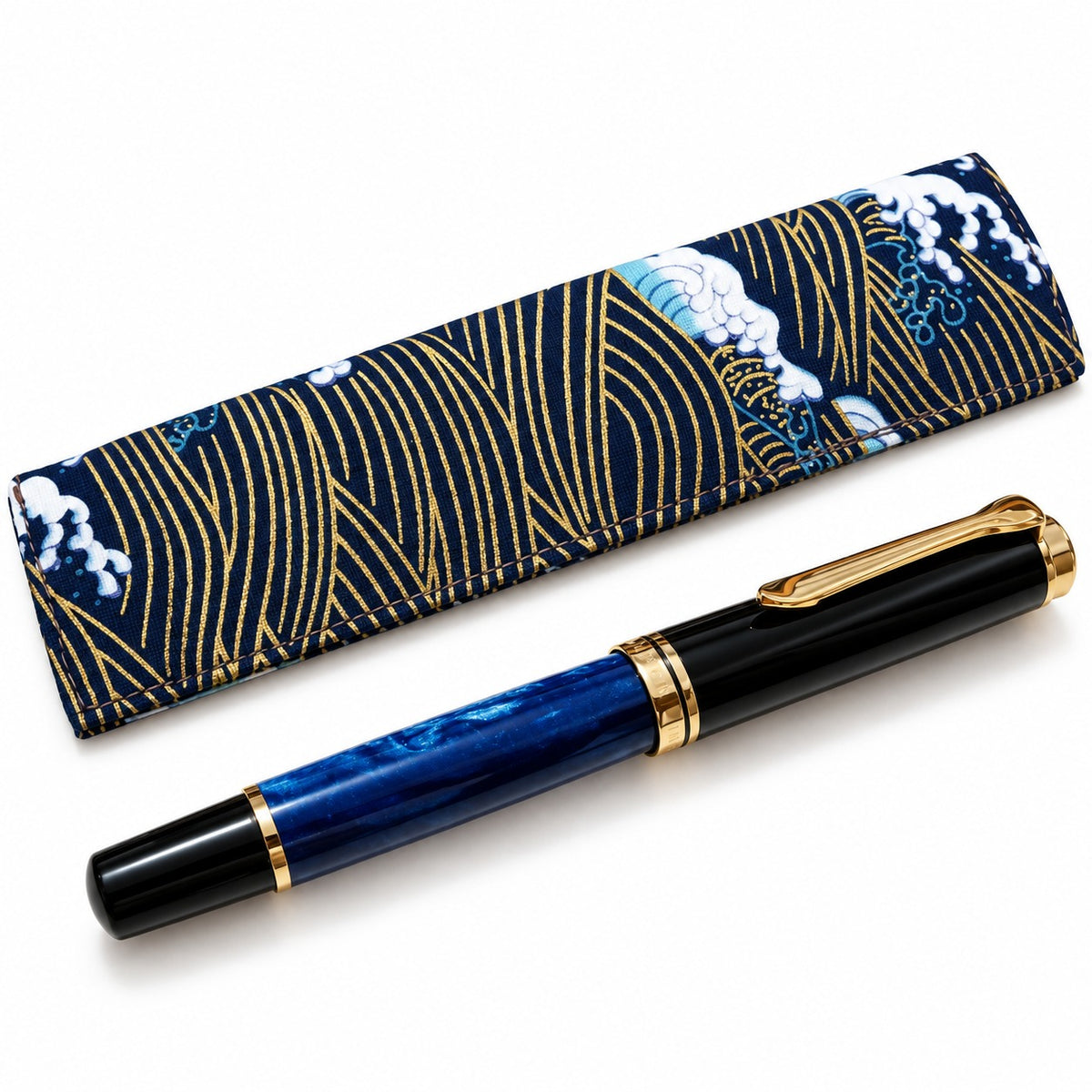 Handmade Pen Sleeve with Gold Foiling – Traditional Chinese Style Fabric Pen Pouch