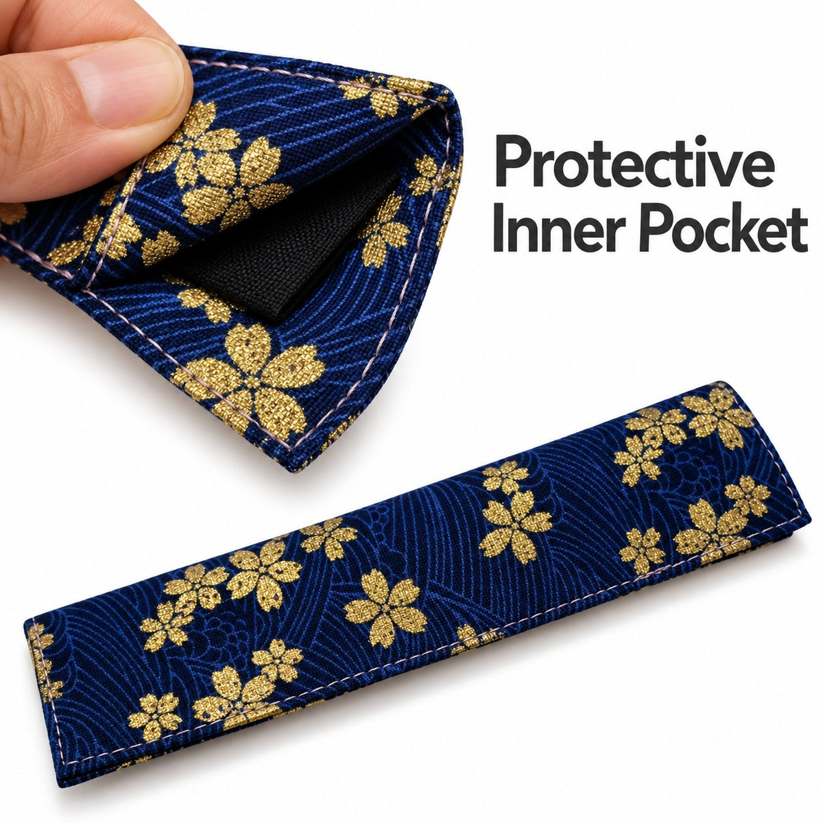 Handmade Pen Sleeve with Gold Foiling – Traditional Chinese Style Fabric Pen Pouch
