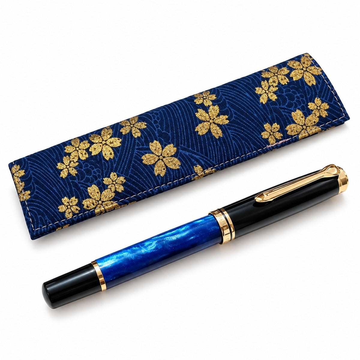 Handmade Pen Sleeve with Gold Foiling – Traditional Chinese Style Fabric Pen Pouch