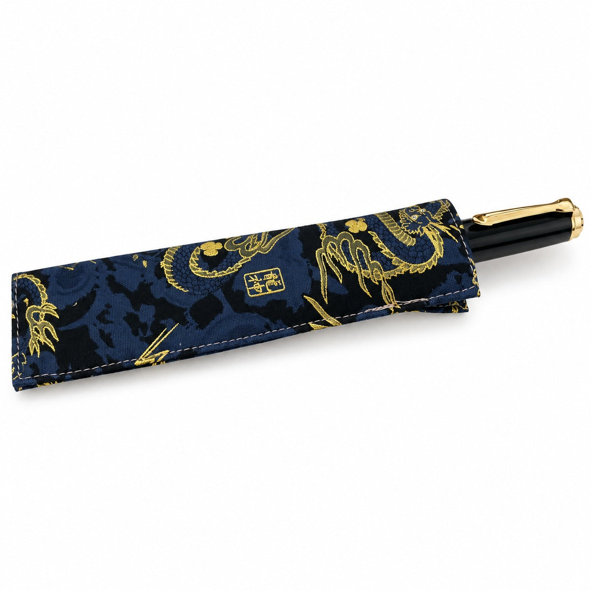 Handmade Pen Sleeve with Gold Foiling – Traditional Chinese Style Fabric Pen Pouch