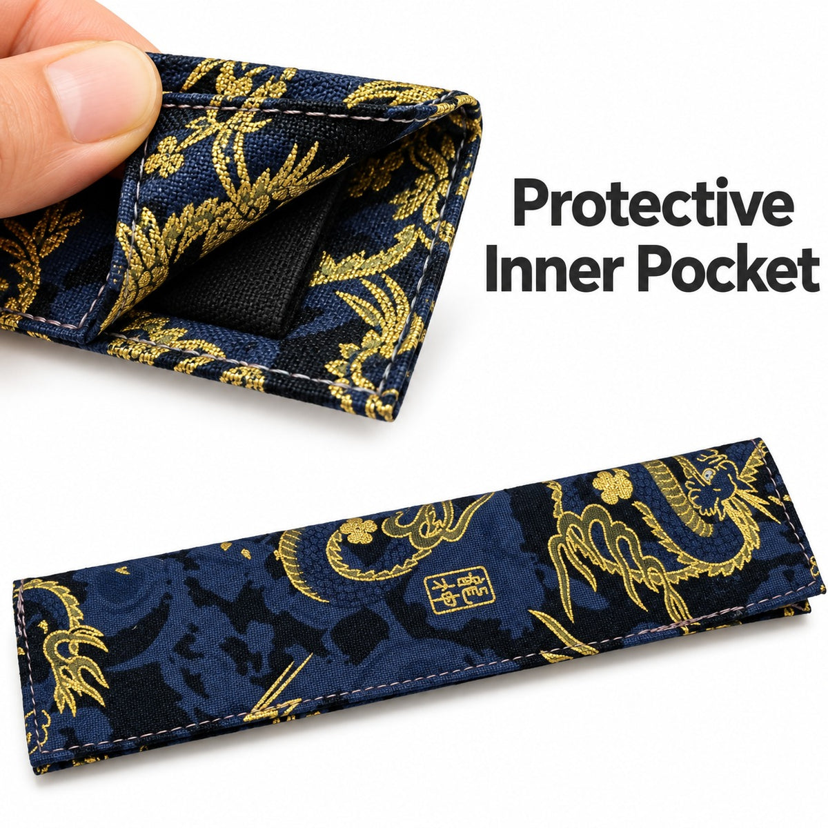 Handmade Pen Sleeve with Gold Foiling – Traditional Chinese Style Fabric Pen Pouch