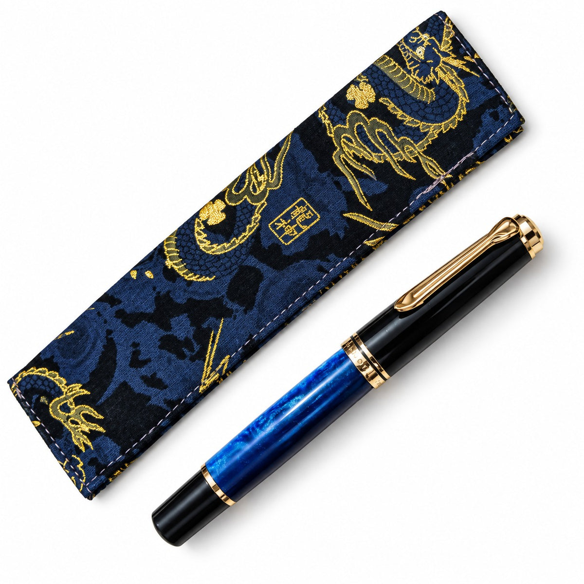 Handmade Pen Sleeve with Gold Foiling – Traditional Chinese Style Fabric Pen Pouch