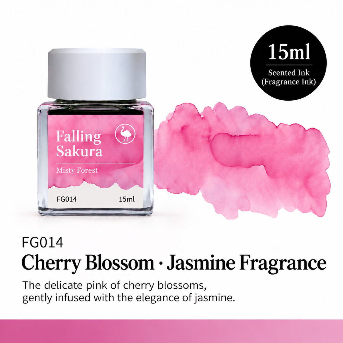 Ostrich Falling Sakura 15ml Scented Fountain Pen Ink – Shading Ink with Jasmine Fragrance