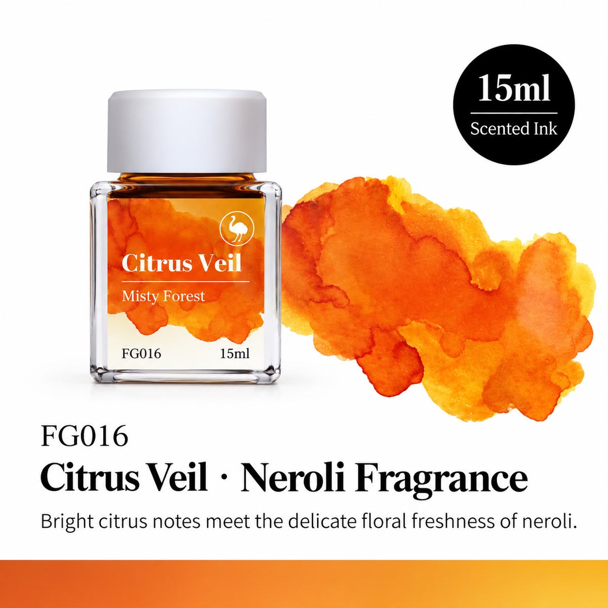 Ostrich Citrus Veil 15ml Scented Fountain Pen Ink – Shading Ink with Neroli Fragrance