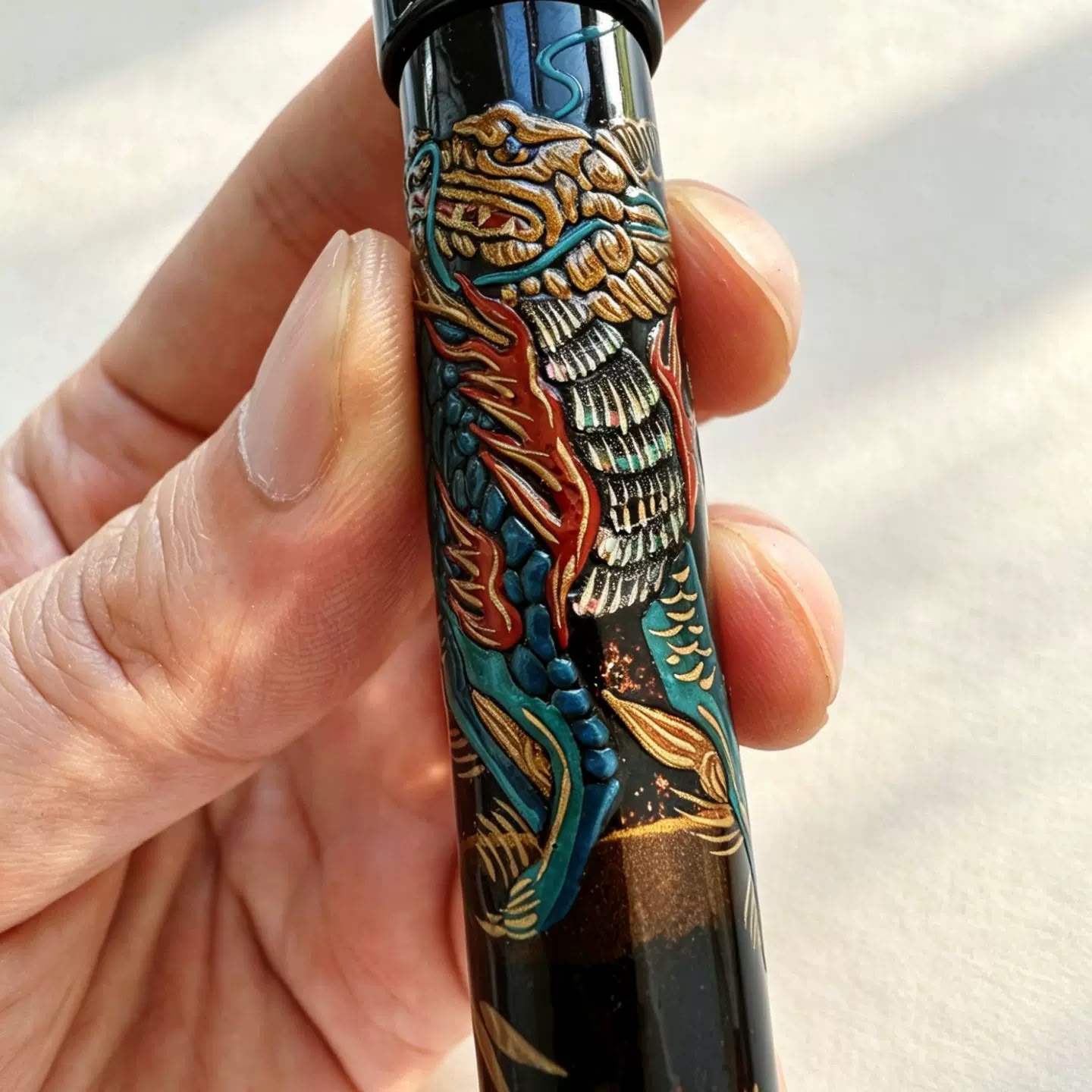 SELMY Kylin Handcrafted Natural Raw Lacquer Maki-e Fountain Pen – No.30 Ebonite Body with Lacquered Bock Feed, Traditional Artisan Crafted