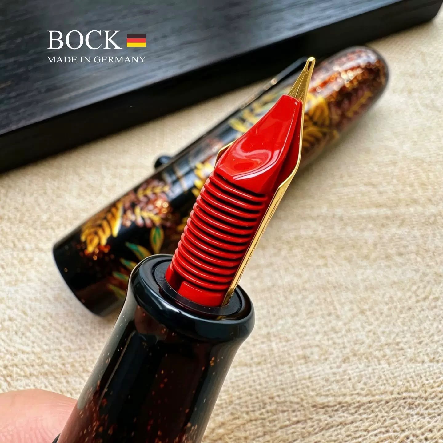 SELMY Kylin Handcrafted Natural Raw Lacquer Maki-e Fountain Pen – No.30 Ebonite Body with Lacquered Bock Feed, Traditional Artisan Crafted