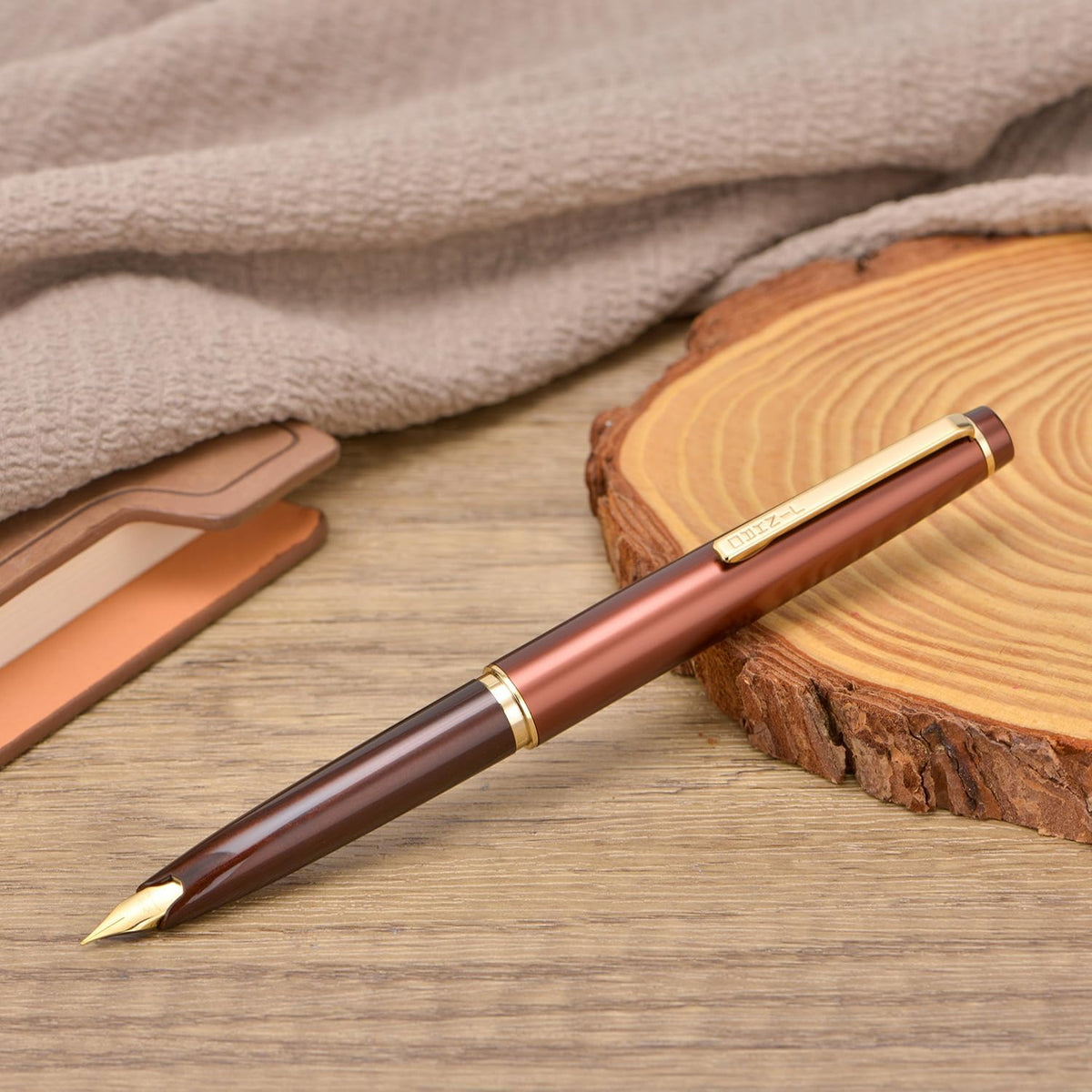 Jinhao 59 Mini Fountain Pen – Coffee Brown, with Converter, Smooth Nib Pocket Fountain Pen, Compact Metal Cap, Smooth Writing Pen