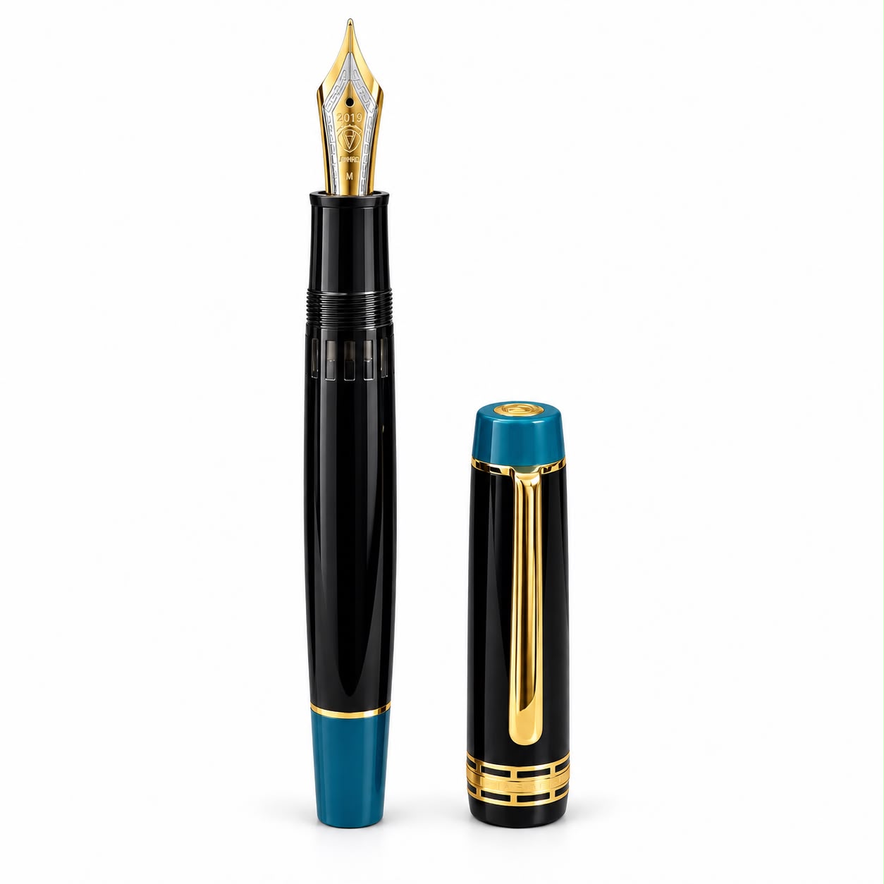 Wing Sung 630 Bespoke Obsidian Limited Edition Fountain Pen – Size 8 Nib, Ink Window, Piston Filling System, Premium Resin Body
