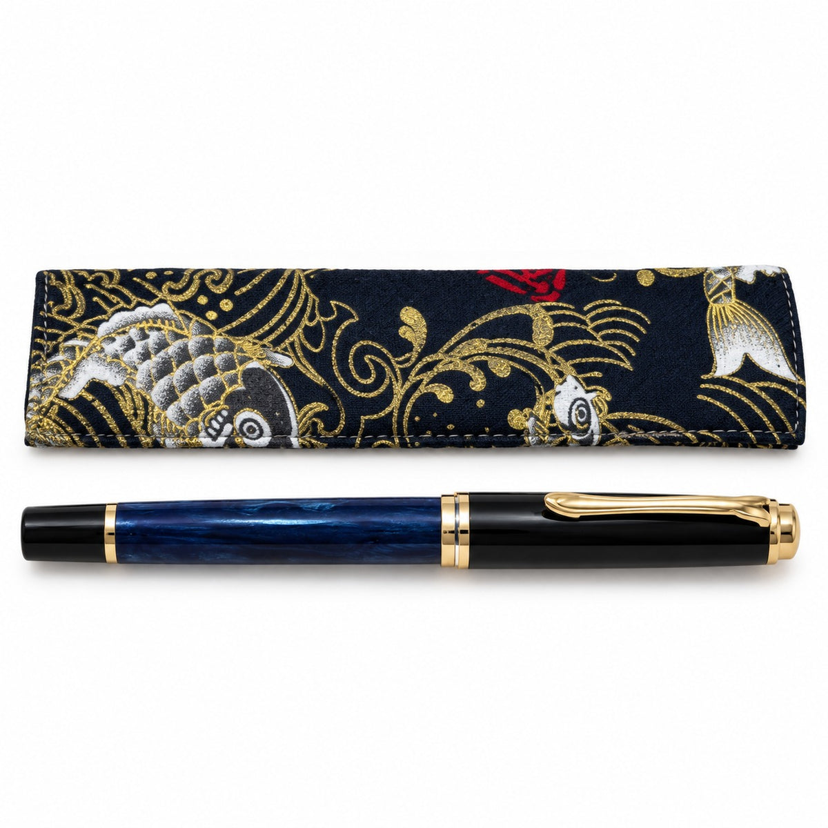 Handmade Pen Sleeve with Gold Foiling – Traditional Chinese Style Fabric Pen Pouch