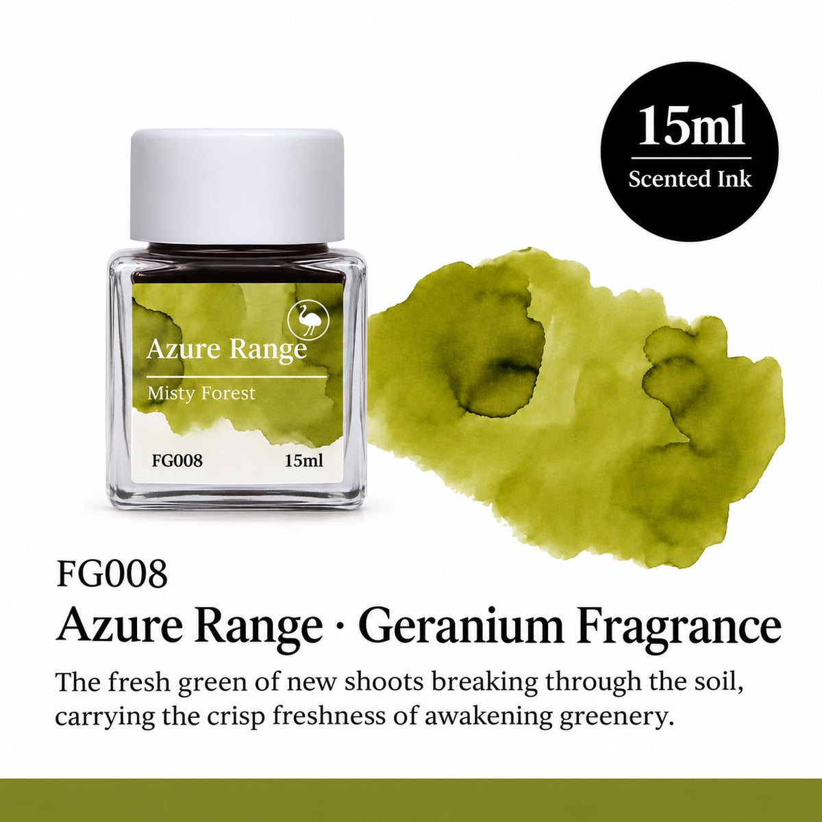 Ostrich Azure Range 15ml Scented Fountain Pen Ink – Shading Ink, Misty Forest Collection