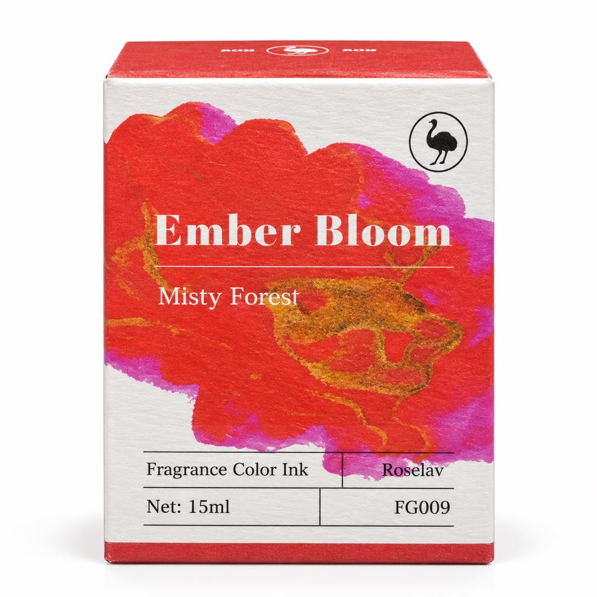 Ostrich Ember Bloom 15ml Scented Fountain Pen Ink – Shading/Sheen Ink with Rose Lavender Fragrance