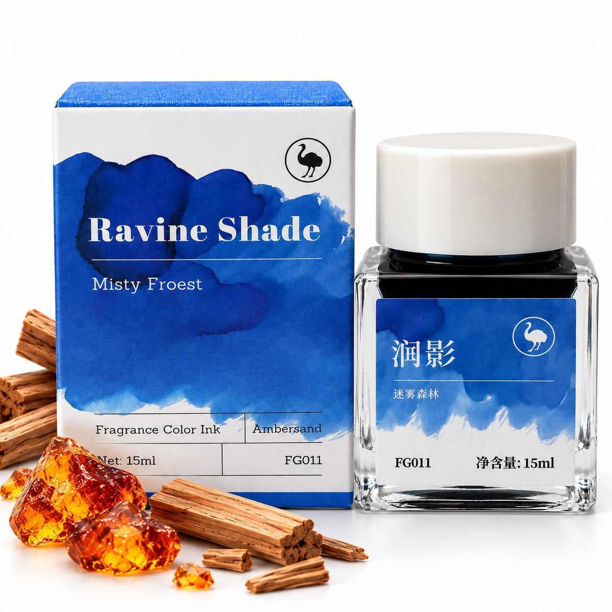 Ostrich Ravine Shade 15ml Scented Fountain Pen Ink – Chromoshading Ink with Amber Sandalwood Fragrance