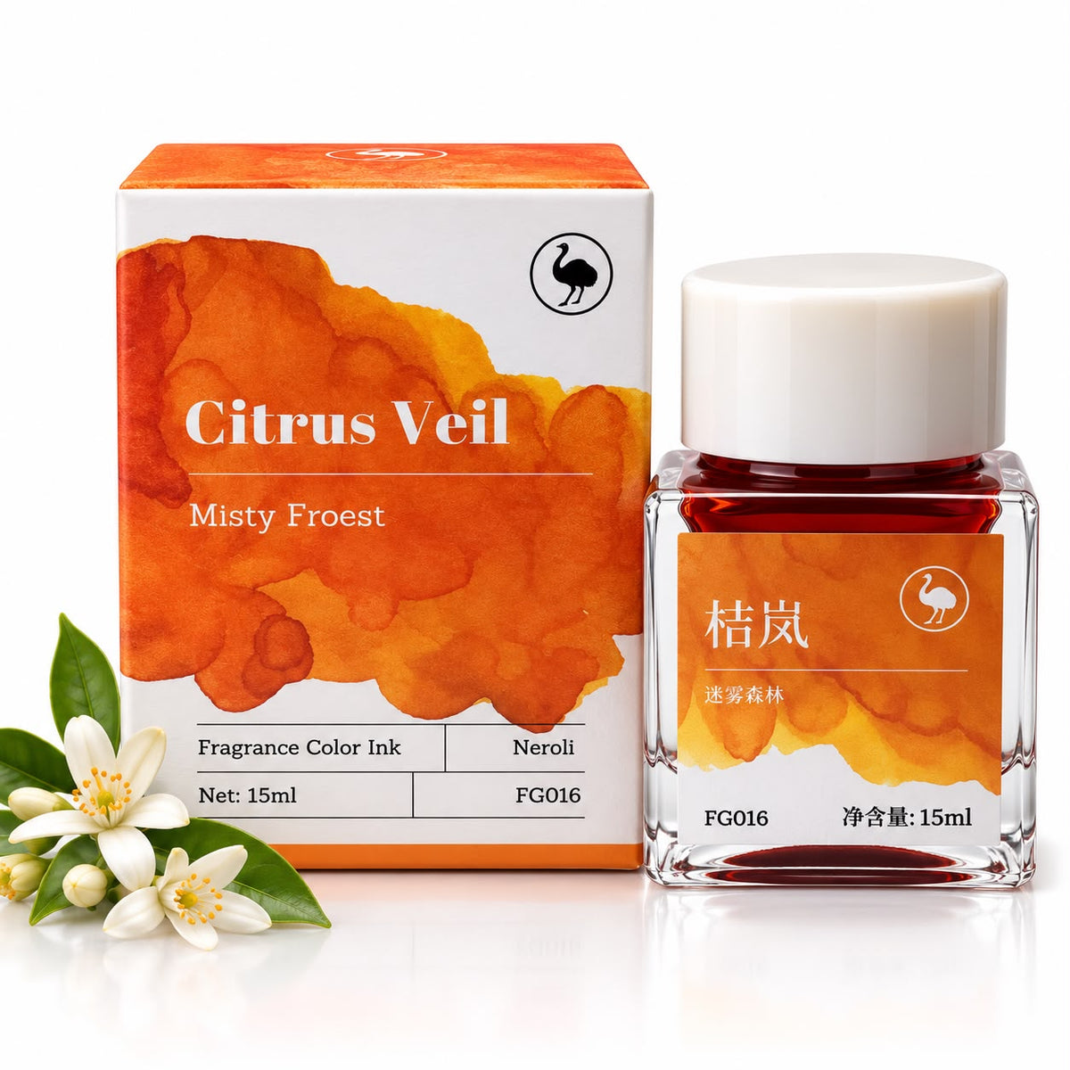 Ostrich Citrus Veil 15ml Scented Fountain Pen Ink – Shading Ink with Neroli Fragrance