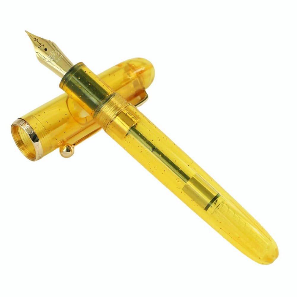 Jinhao 9013 DaDao Series Fountain Pen – Transparent Yellow Acrylic Body, Medium Heartbeat Nib, Includes Ink Converter